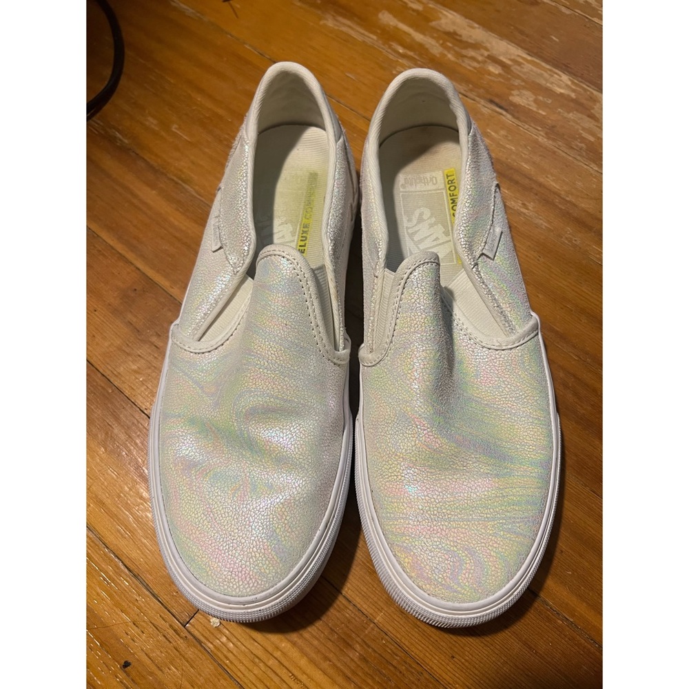 Vans Asher Deluxe Iridescent Gray Canvas Shoes, size 9.5